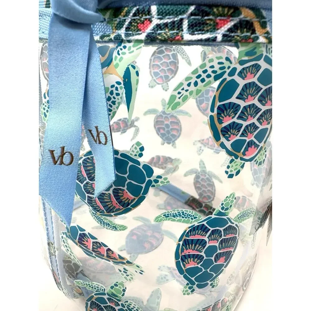 Vera Bradley Turtles Coral Clear Lotion Cosmetic Bag Shampoo See Through NWT